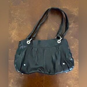 B Makowsky Black  Leather Purse Bag with Leopard/Cheetah Lining